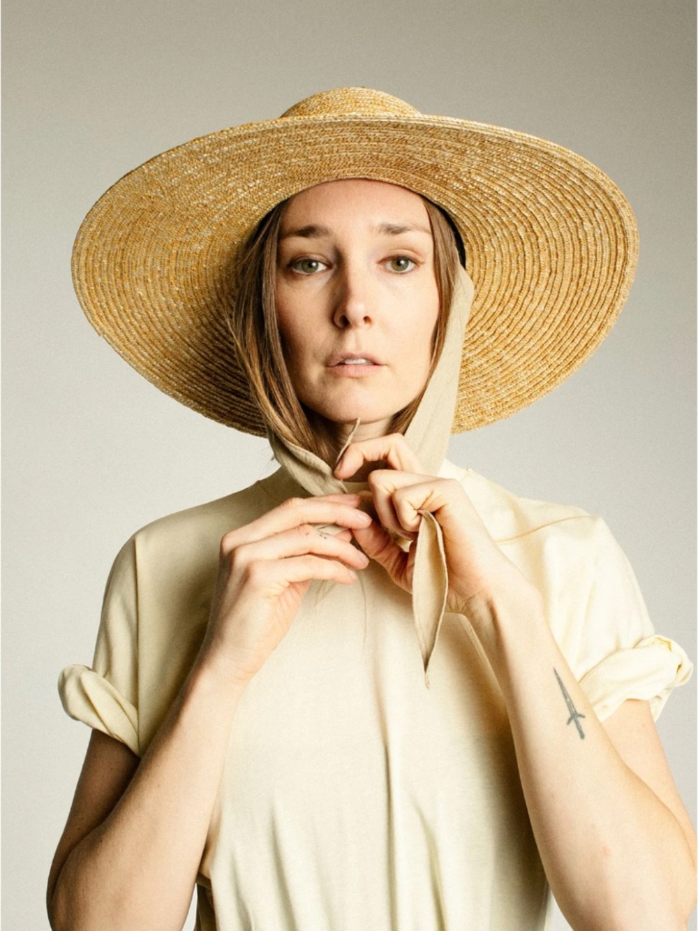 Clyde Wide-Brim straw hat with attachable neck shade